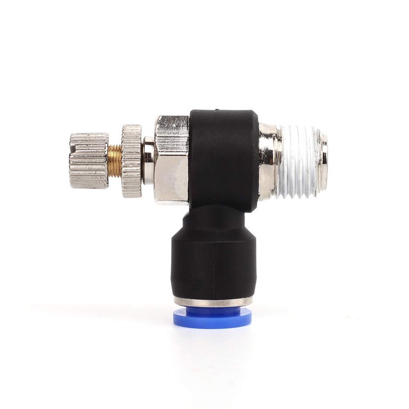 SNS 1/4"Tube OD x 1/8 NPT 90 Degree Elbow Air Flow Control Valve Push To Connect Fitting Speed control valve(10 PCS) JSC1/4-N01 - Image 4